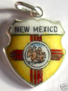 New Mexico - State Flag - Vintage Enamel Travel Shield Charm